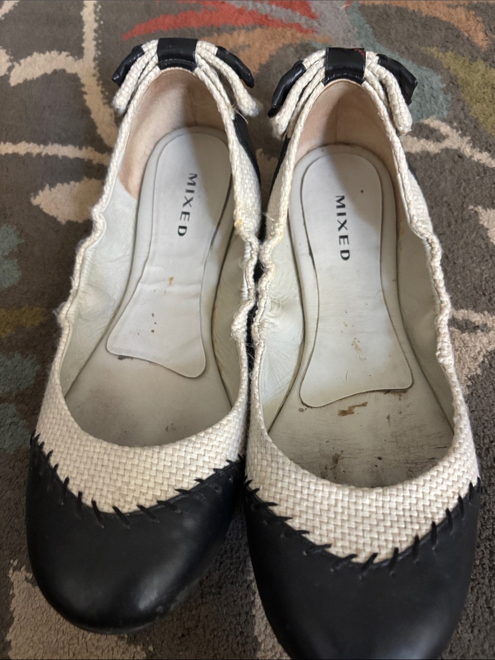 Two-Tone Black and Cream Women's Ballet Flats